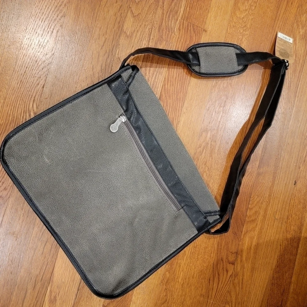 NEW Bellemonde Messenger Bag Gray Black Laptop bag Vegan